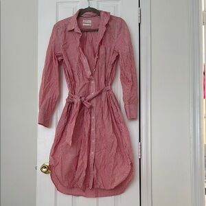 J. Crew Red and White Striped Shirt Dress
